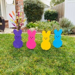 Easter Bunny Peep Wood Candy Signs, Easter Yard Art Decoration image 8