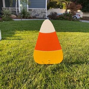 Candy Corn Halloween Wood Engraved Yard Art Fall Walkway Decor