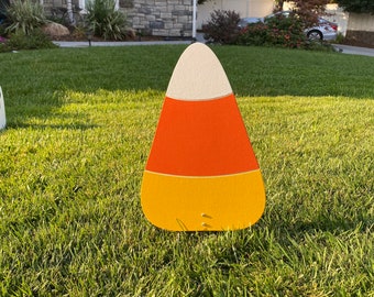 Candy Corn Halloween Wood Engraved Yard Art Fall Walkway Decor