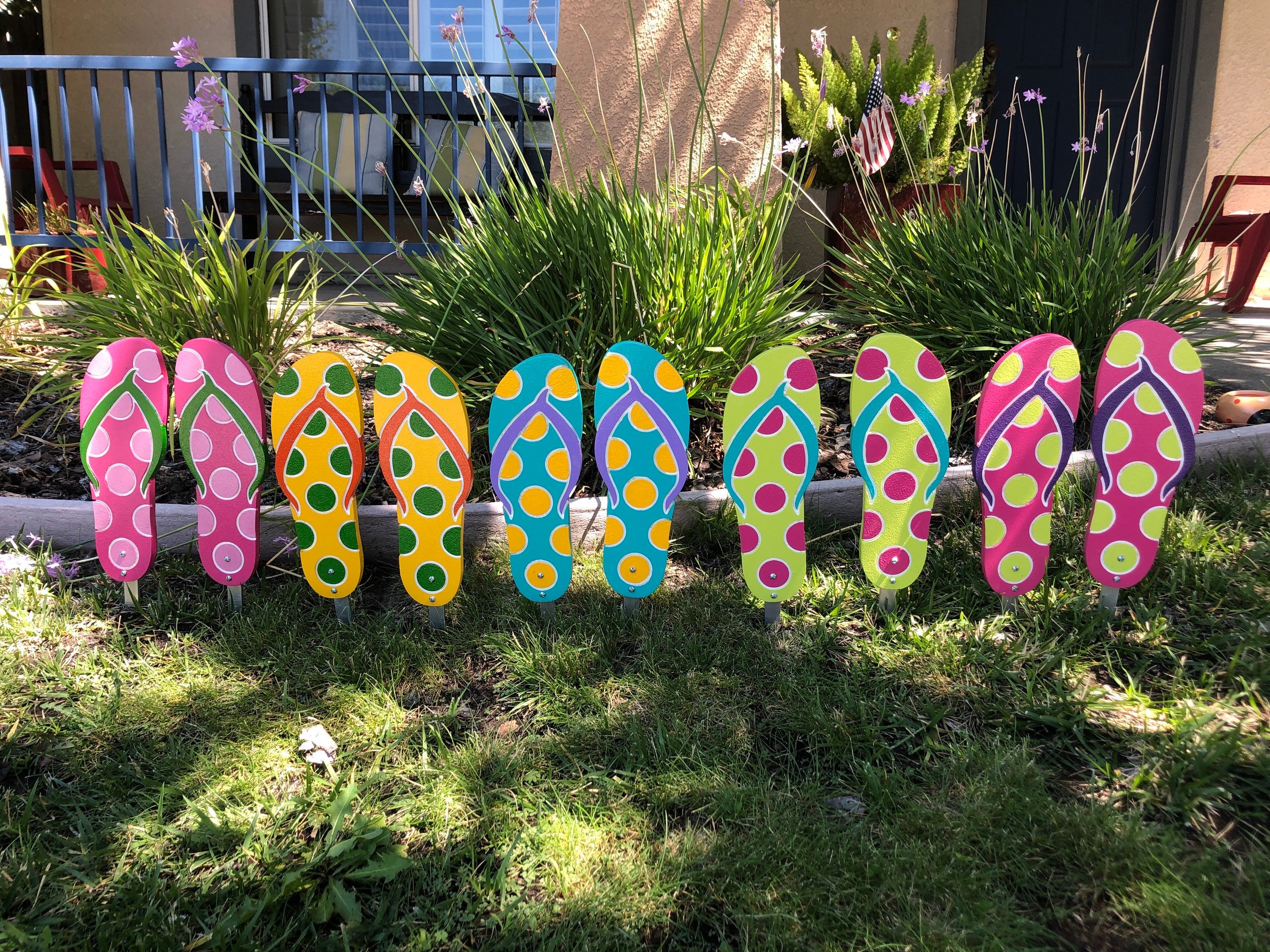 Polka Dot Flip Flops Summer Wooden Yard Art, Poolside, Garden Decor - Etsy