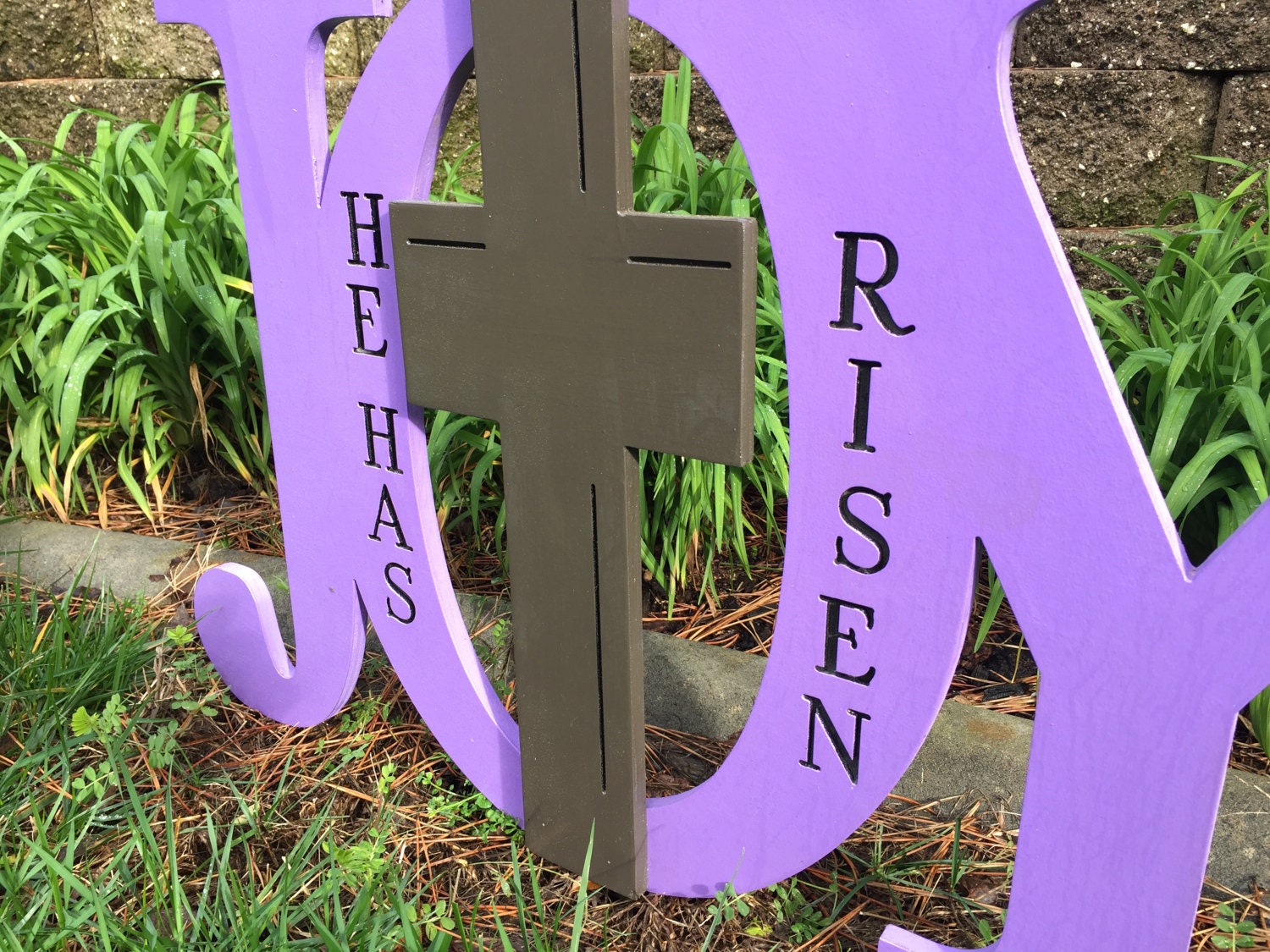 Easter Religious Outdoor Yard Decoration Wood Sign Joy with Etsy
