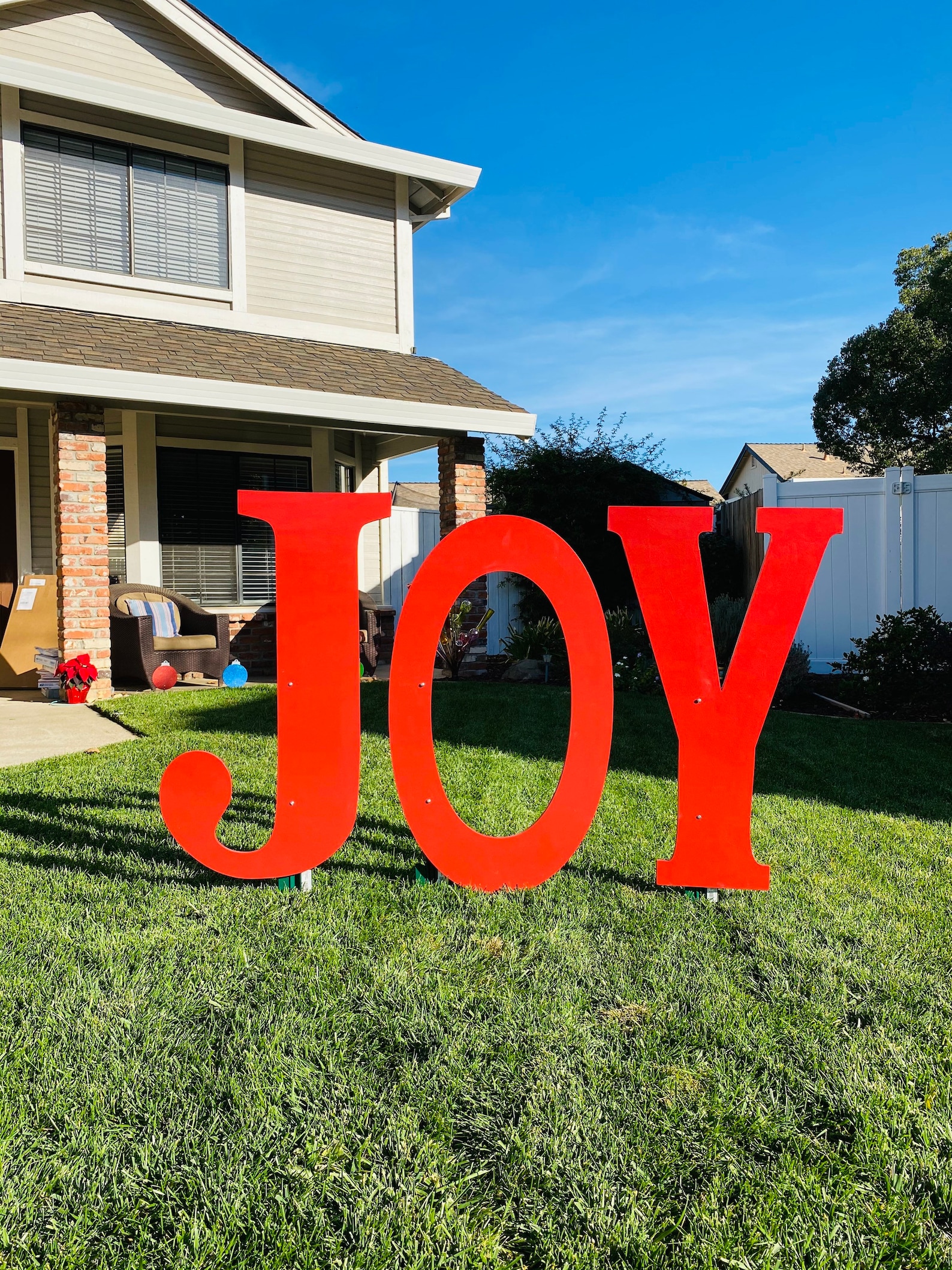 JOY Large Outdoor Christmas Holiday Yard Art Sign Etsy