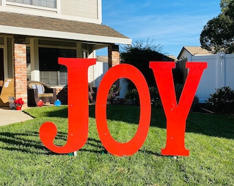 JOY Large Outdoor Christmas Holiday Yard Art Sign