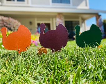 Turkey Set of Three Wood Signs | Thanksgiving Turkey Decor | Fall Porch, Yard, or Tabletop Display