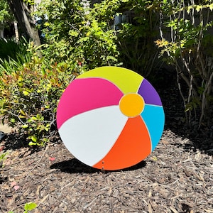 Beach Ball Wooden Summer Yard Art Pool Decoration