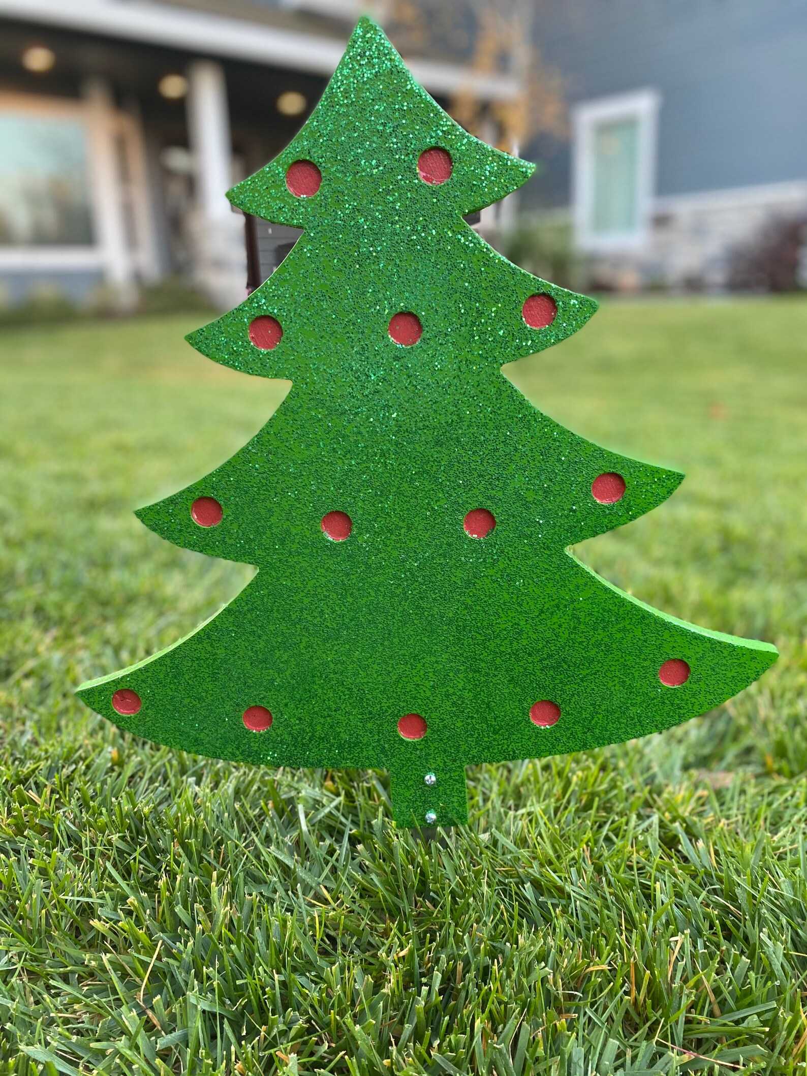 Glitter Green Christmas Tree Medium Outdoor Christmas Holiday Etsy Glitter Green Christmas Tree Medium Outdoor Christmas Holiday Etsy