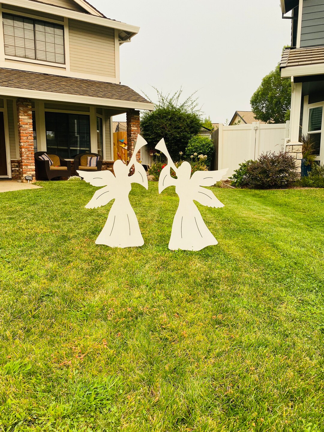Set of 2 Large Trumpeting Angels, Christmas, Religious Yard Art Sign Etsy