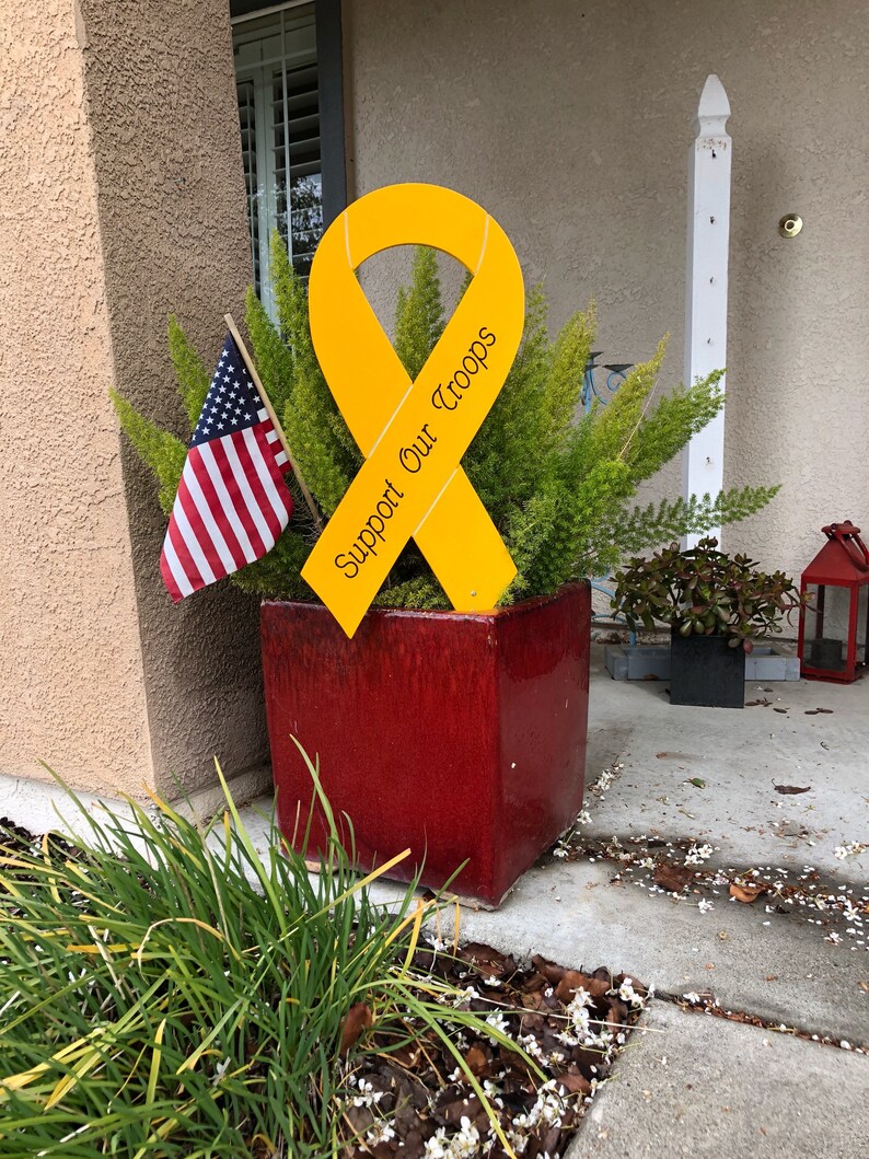 Military Yellow Ribbon Engraved With Supporting Our Troops image 4