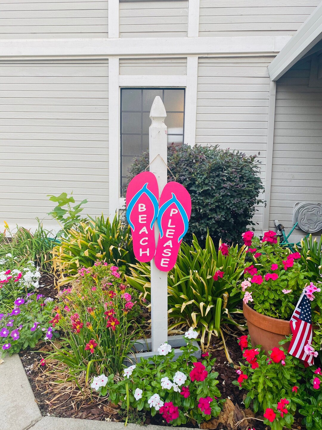Beach Please Flip Flops Summer, Poolside Wooden Yard Art - Etsy