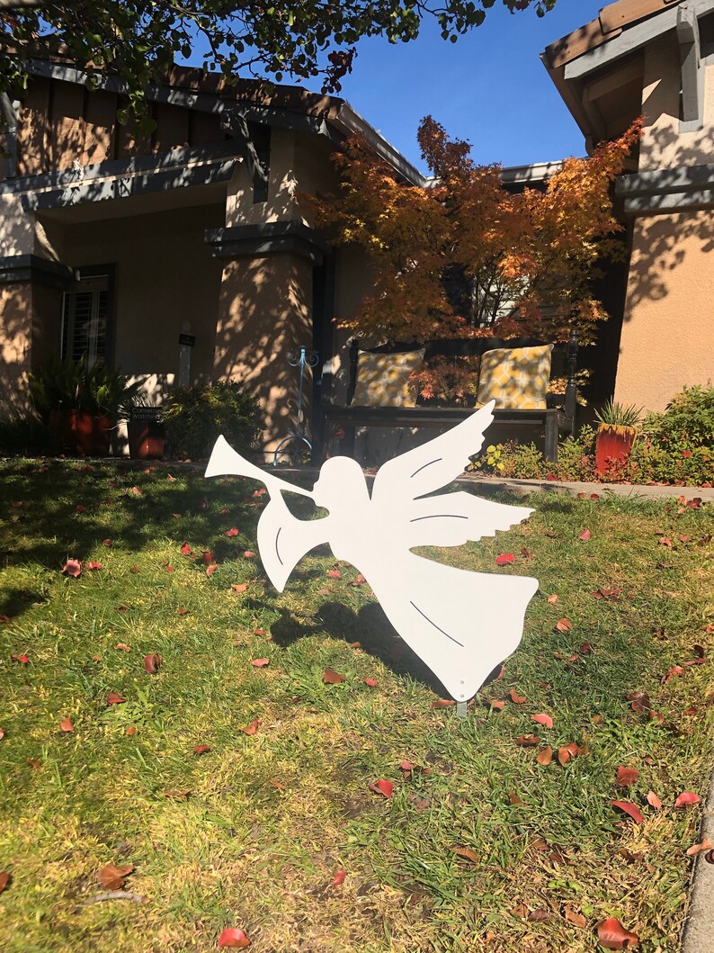 Trumpeting Angel Set of Two Large Outdoor Holiday Christmas Etsy