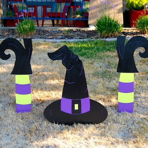 Crashed Witch With Witch Hat and Witch Shoes Halloween Decoration, Witch Sign