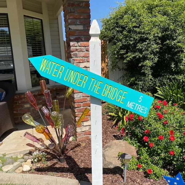 Directional Arrow Large With City and Miles Engraved On Wood Plaques