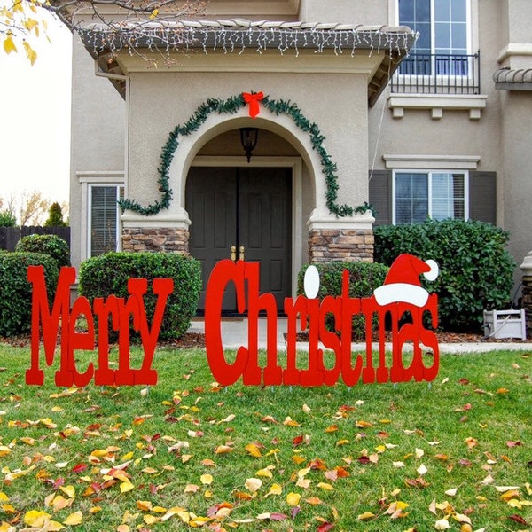 Merry Christmas Outdoor Holiday Yard Art Sign Large