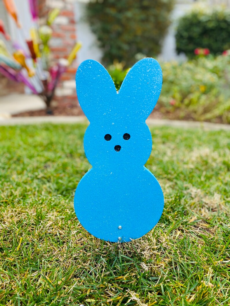 Easter Bunny Peep Wood Candy Signs, Easter Yard Art Decoration image 4