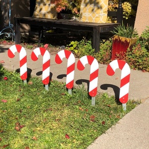Candy Cane Wood Outdoor Christmas Holiday Yard Art Sign, Teacher Gift