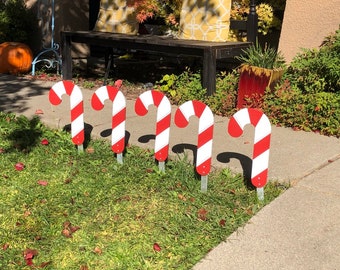 Candy Cane Wood Outdoor Christmas Holiday Yard Art Sign, Teacher Gift