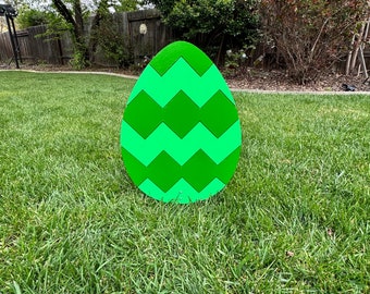 Chevron Decorative Easter Egg, Spring Decor, Engraved Wood Sign