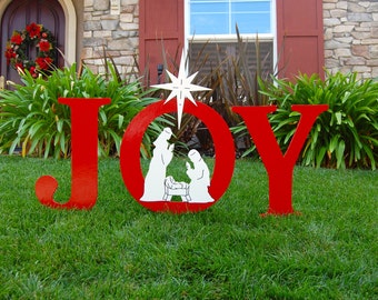 JOY Nativity Outdoor Holiday Christmas Yard Art Sign, Christmas Decoration