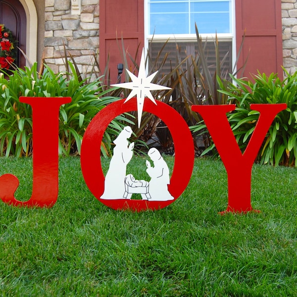 JOY Nativity Outdoor Holiday Christmas Yard Art Sign, Christmas Decoration