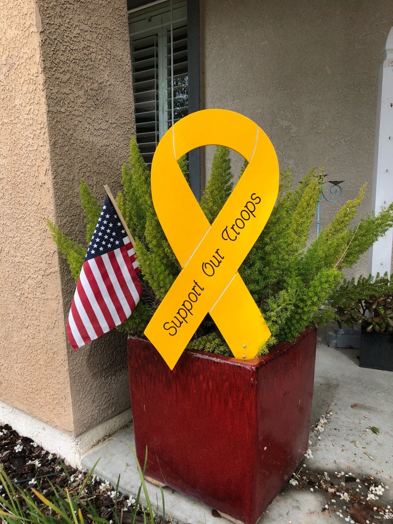 Military Yellow Ribbon Engraved With Supporting Our Troops image 2