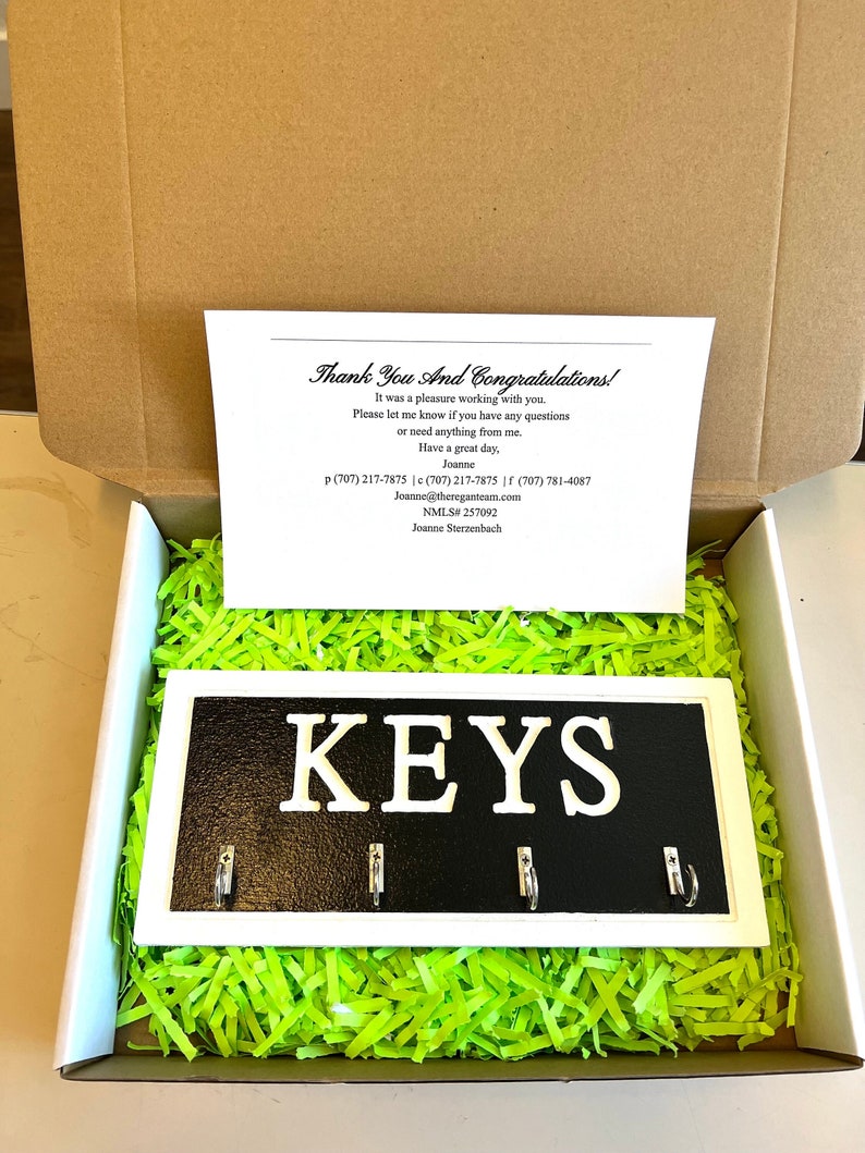 Receiving Keys Lettering Key Rack Engraved With Keys Wood Sign With Silver Hooks Gift for the ...