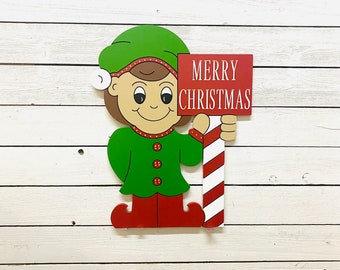 Elf  Holiday Yard Art With An Engraved Personal Message