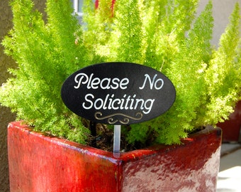 Please No Soliciting Engraved Wood Plaque | Script Font Door, Porch, or Entryway Sign