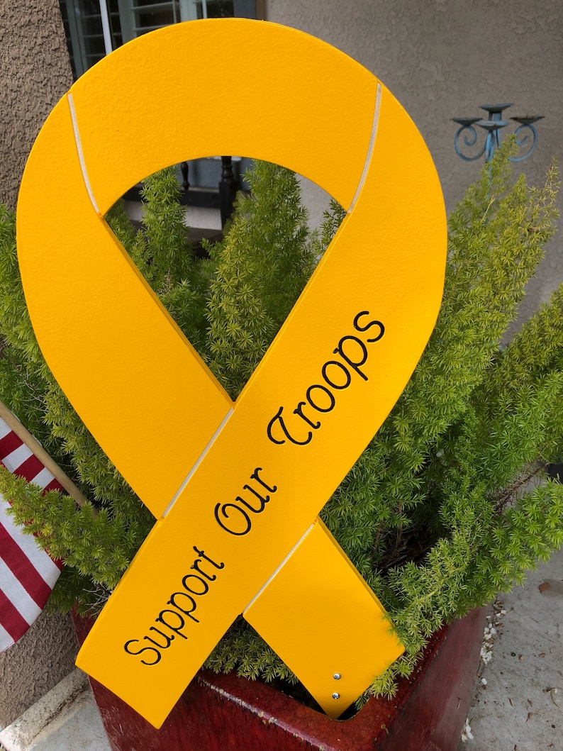 Military Yellow Ribbon Engraved With Supporting Our Troops image 3