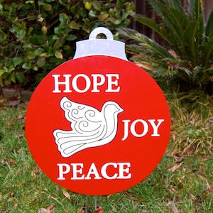 Christmas Dove Ornament Yard Art Engraved with Hope, Joy and Peace