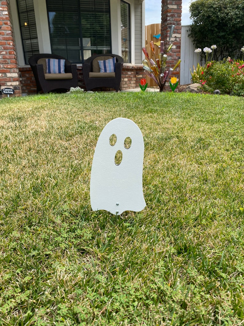 Ghost Walkway Sign Halloween Wood Engraved Yard Art Fall Decor image 1