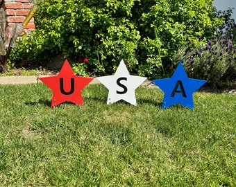 USA Patriotic Stars, Engraved Yard Art