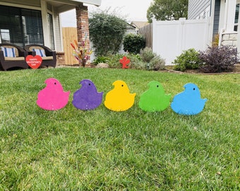 Easter Chick Peeps Wood Sign, Easter Decoration With Glitter