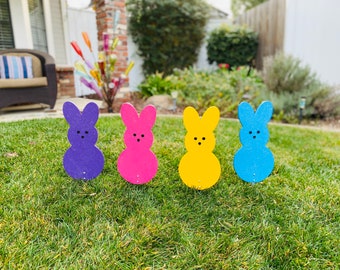 Easter Bunny Peep Wood Candy Signs, Easter Yard Art Decoration
