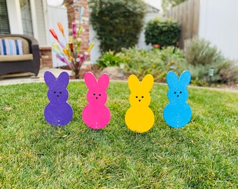 Easter Bunny Peep Wood Candy Signs, Easter Yard Art Decoration