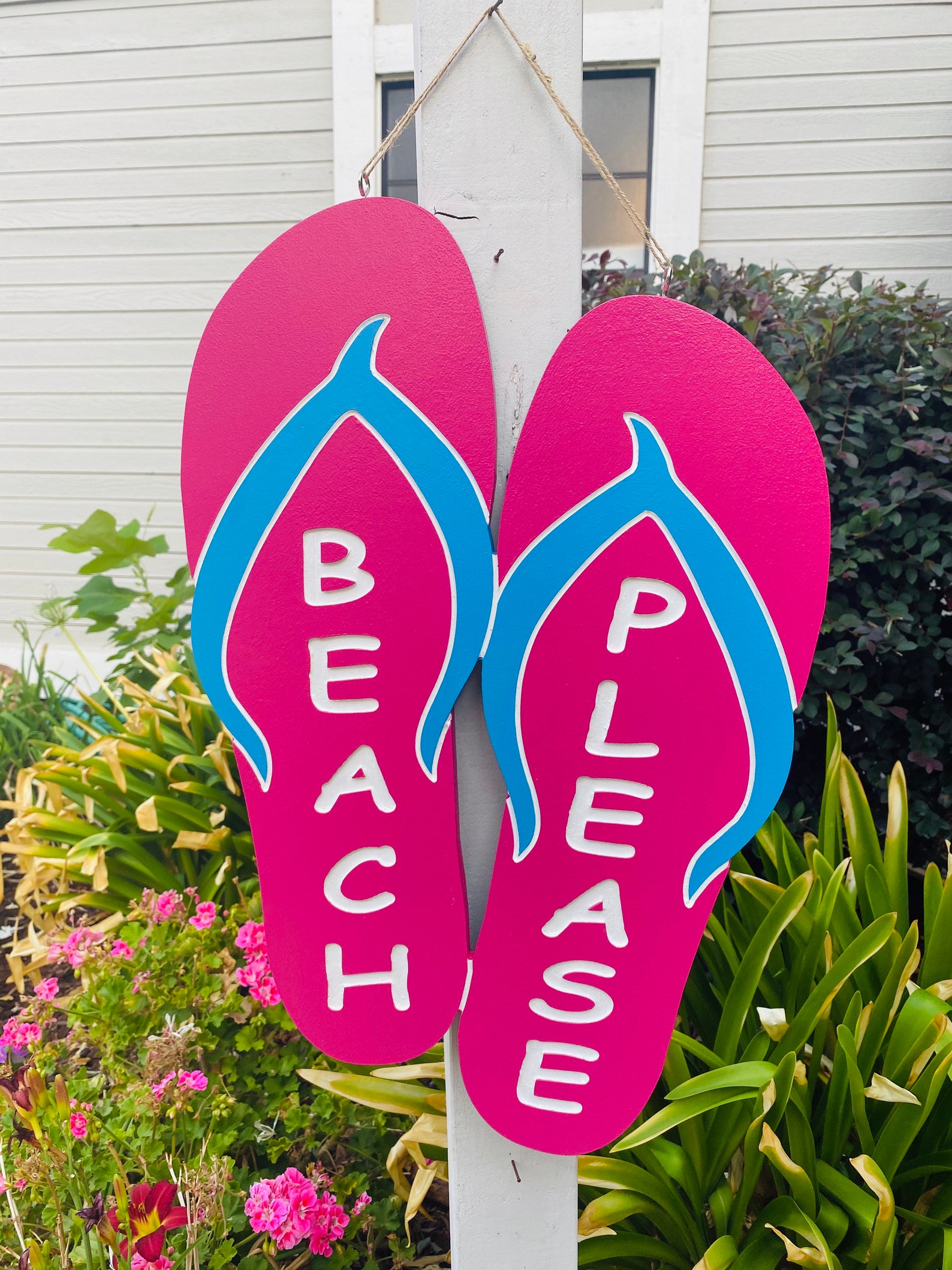 Beach Please Flip Flops Summer, Poolside Wooden Yard Art - Etsy