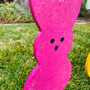Easter Bunny Peep Wood Candy Signs, Easter Yard Art Decoration image 5