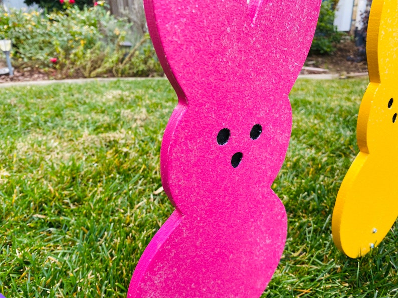 Easter Bunny Peep Wood Candy Signs, Easter Yard Art Decoration image 5