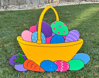 Easter Egg Easter Basket, Bright Colors, Spring Outdoor Yard Art Sign