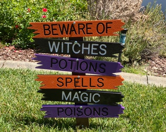 Set of 6 Halloween Arrow Signs | Spooky Directional Wood Decor | Halloween Porch, Yard, or Party Display