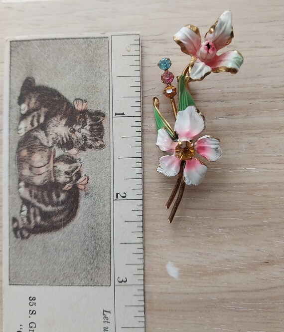 Lovely vintage enameled floral pin, made in Austr… - image 6