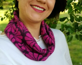 Damen-Bio-Strick-Baumwolle Loop/Schals Farbe lila Magenta