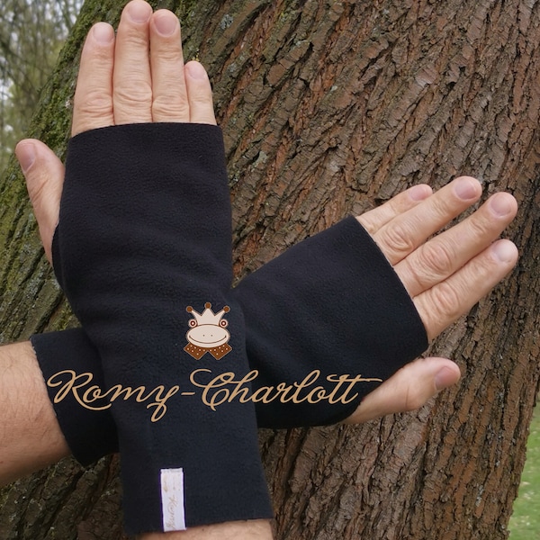 Kuschelige Herren Stulpen, Handschuhe, Armstulpen aus Double Fleece  Farbe schwarz