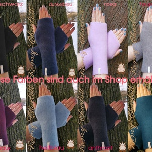 Super weiche Damen Stulpen, Armstulpen, Handschuhe, Pulswärmer aus Wollwalk Wolle: Merinoart Farbe schwarz. Bild 3
