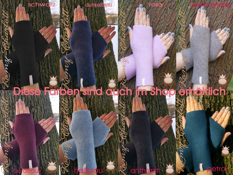 Super weiche Damen Stulpen, Armstulpen, Handschuhe, Pulswärmer aus Wollwalk Wolle: Merinoart Farbe schwarz. Bild 3