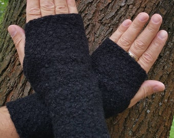 Herren Stulpen, Handschuhe, Armstulpen aus Löckchen Fleece in schwarz