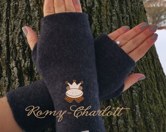 Super weiche Damen Stulpen, Armstulpen, Handschuhe, Pulswärmer aus Wollwalk (Wolle: Merinoart) Farbe anthrazit.