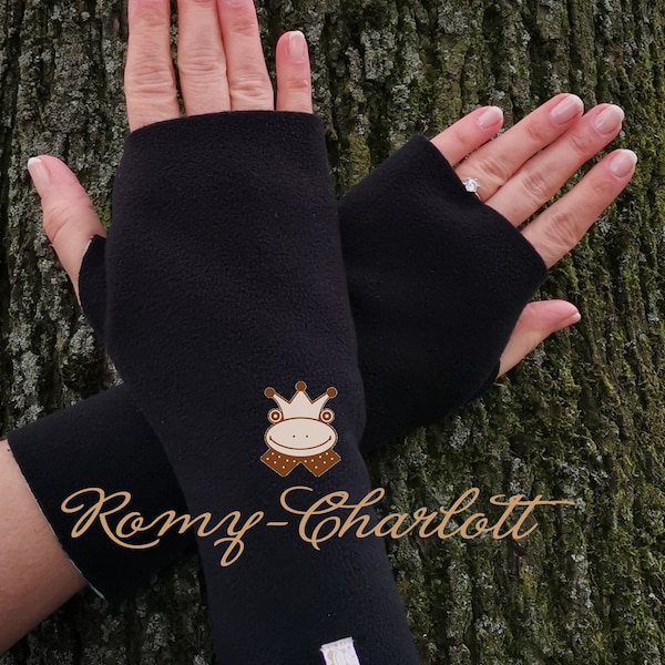 Kuschelige Damen Stulpen, Handschuhe, Armstulpen für aus Double Fleece  Farbe schwarz
