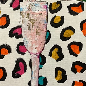 Leopard Print Champagne Acrylic Painting