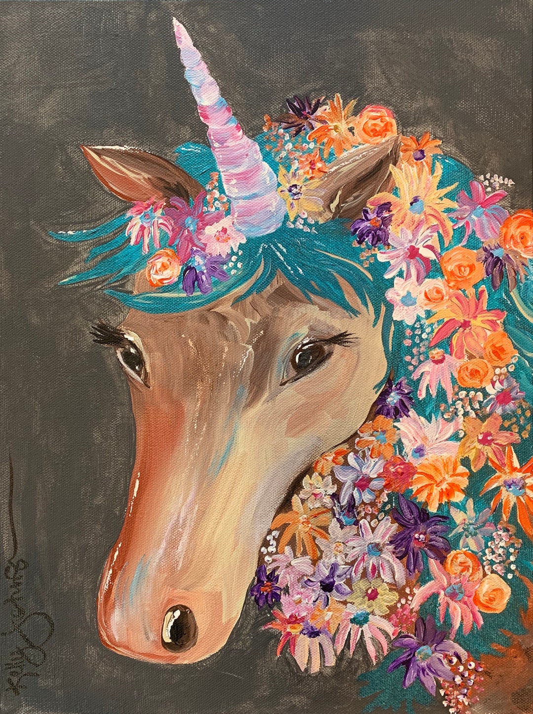 Beauty in the Unicorn Acrylic Painting Etsy