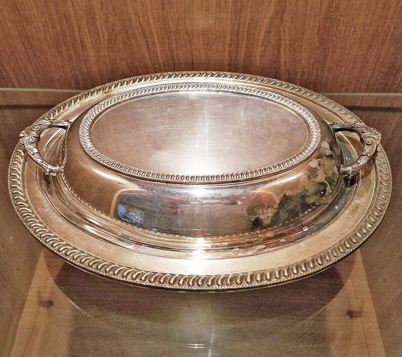 Oval Silver Covered Vegetable Serving Dish Platter Etsy